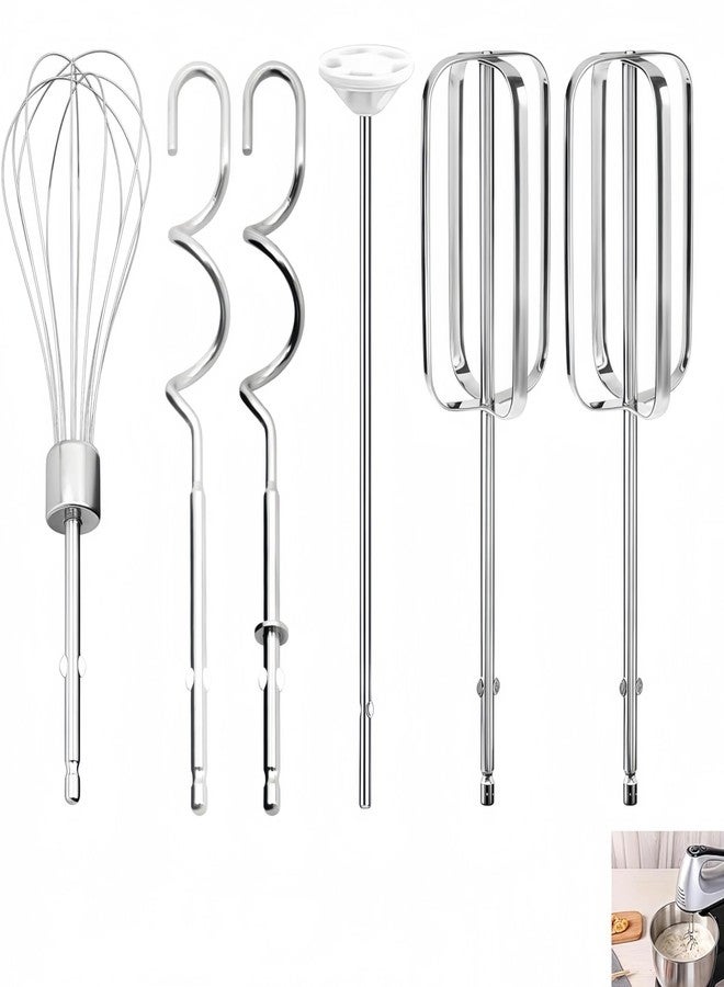 Axyuada 6-Pack Hand Mixer Attachments - Compatible with Hamilton Beach 62632R, 62682RZ, 62692, 62695V, 64699 - Includes Beaters, Dough Hooks, Whisk & Blending Rods - Durable Replacement Mixer Accessories - Image 1